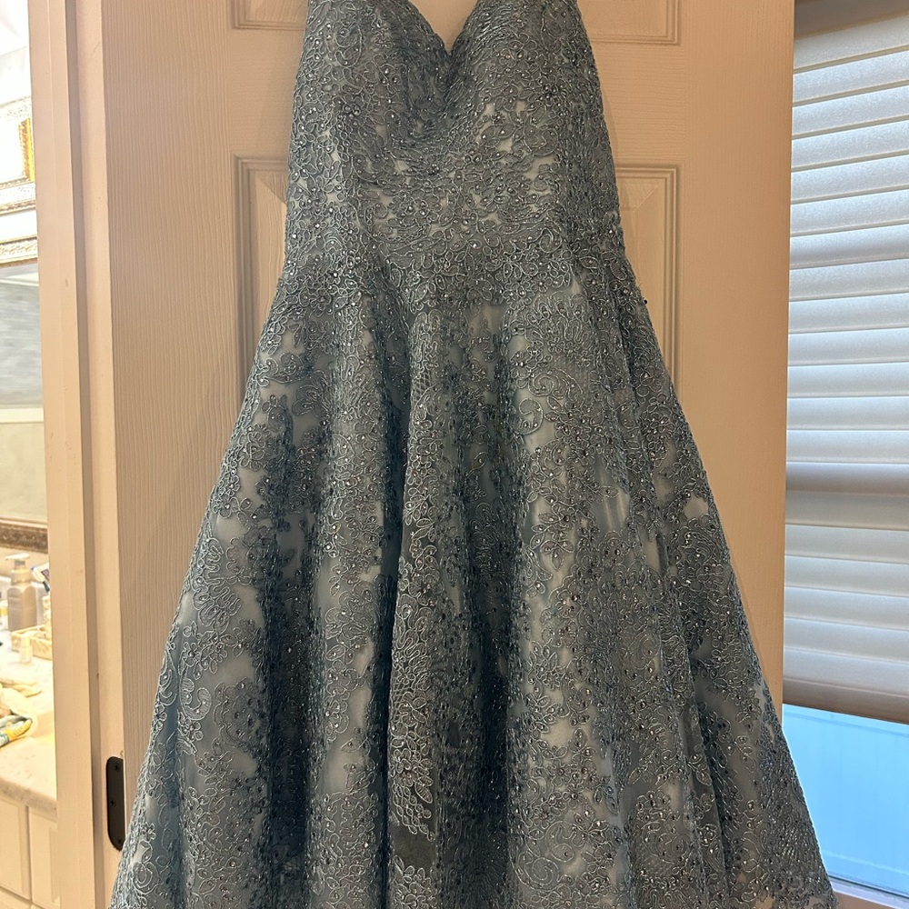 Camille La Vie Blue Lace Prom Dress